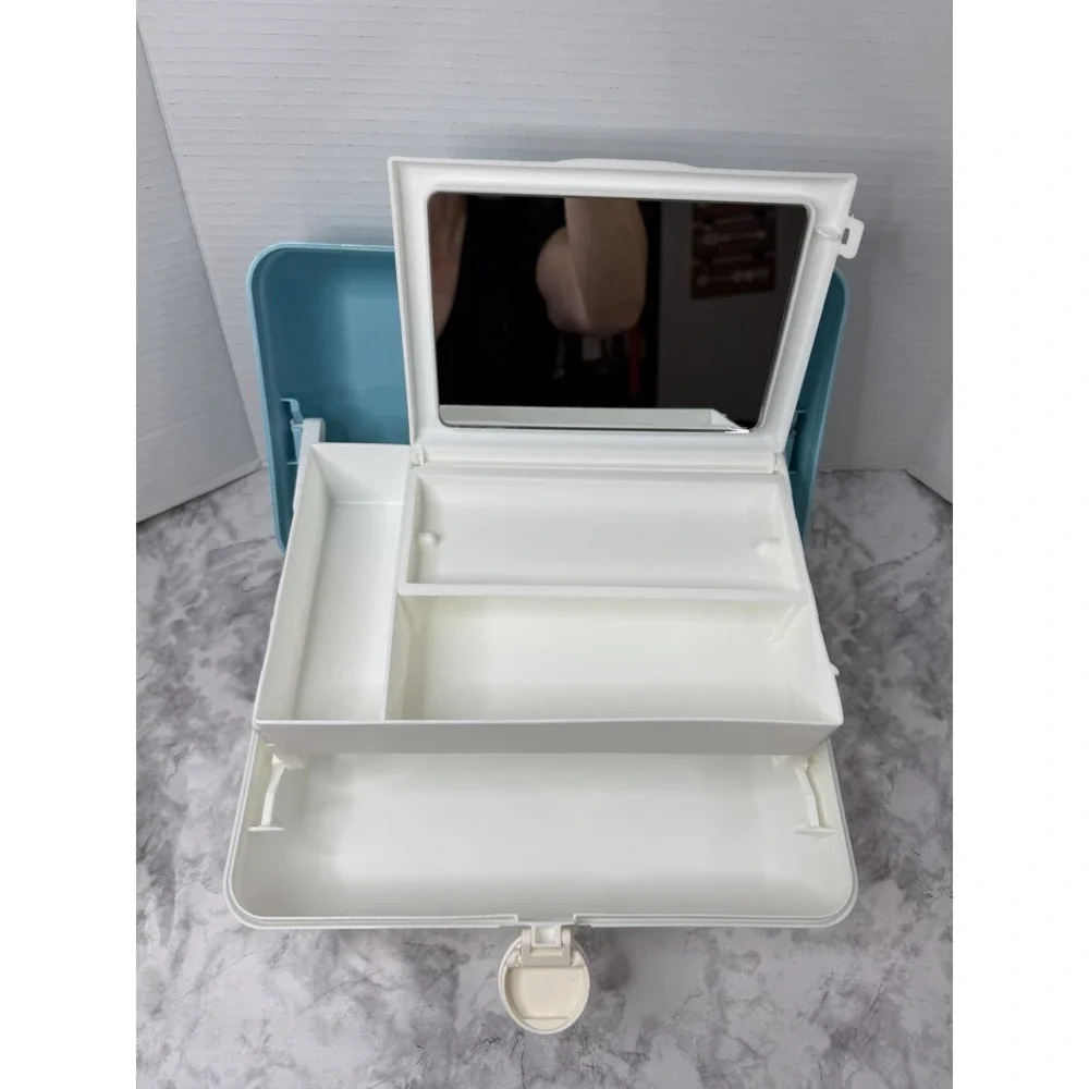 Caboodles On The Go Large Makeup Case Organizer Blue & White Caboodle New